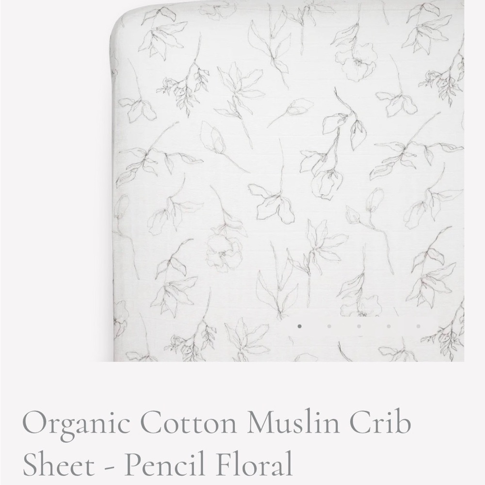 NWT Little Unicorn Organic Cotton Muslin Crib Sheet in Pencil Floral